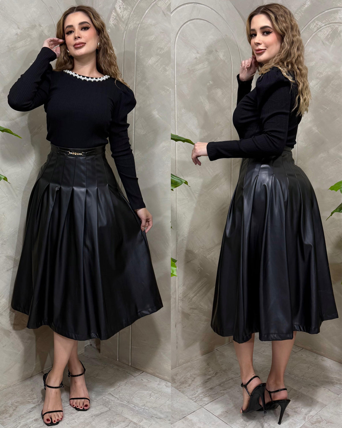 Patricia Leather Skirt Set