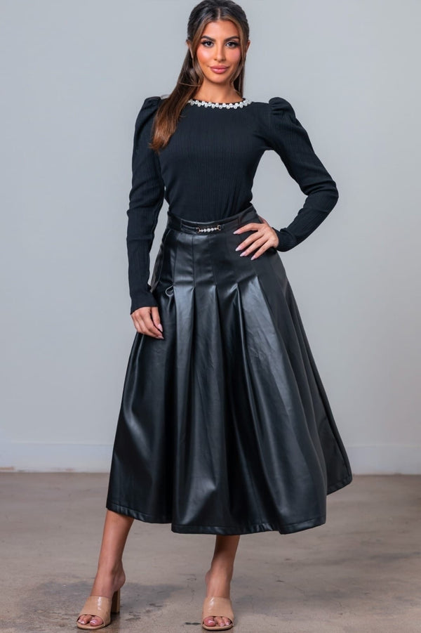 Patricia Leather Skirt Set