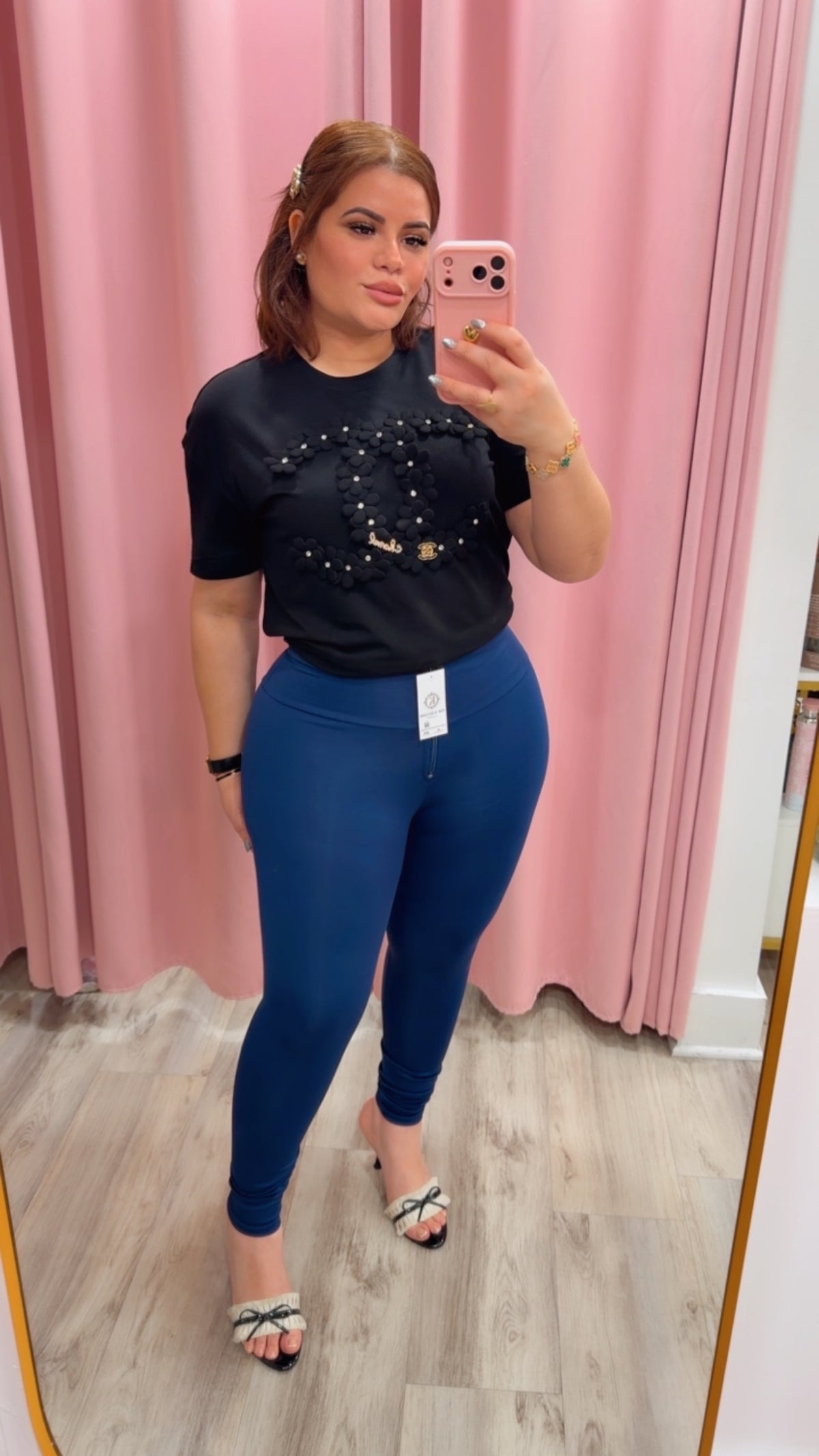 High-Waisted Karlyshh Leggings Navy Blue zipper