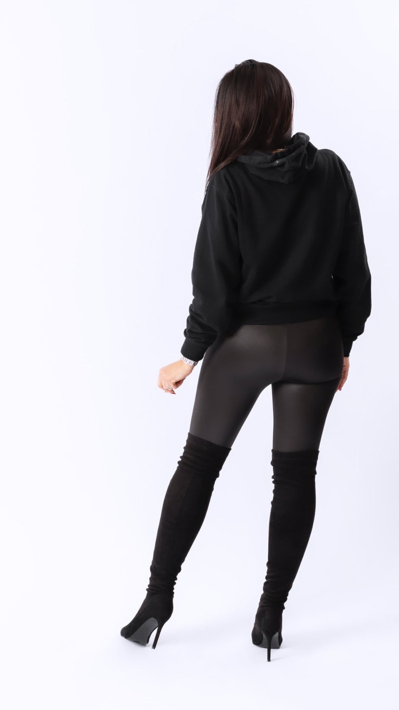 High-Waisted Karlyshh Leggings Satinado Leather Zipper