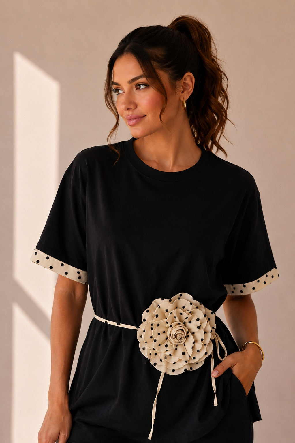 Amour Polka Flower Top