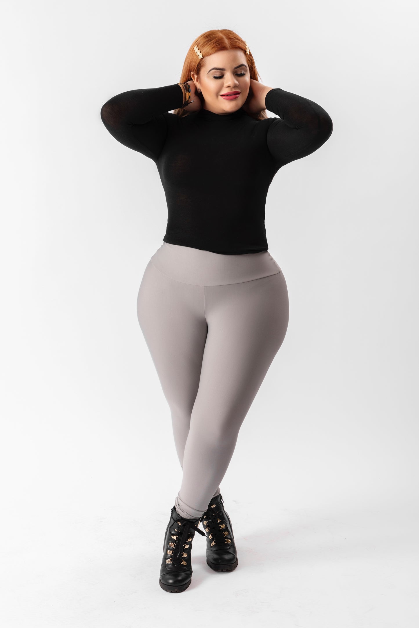 High-Waisted Karlyshh Leggings Gray no Zipper