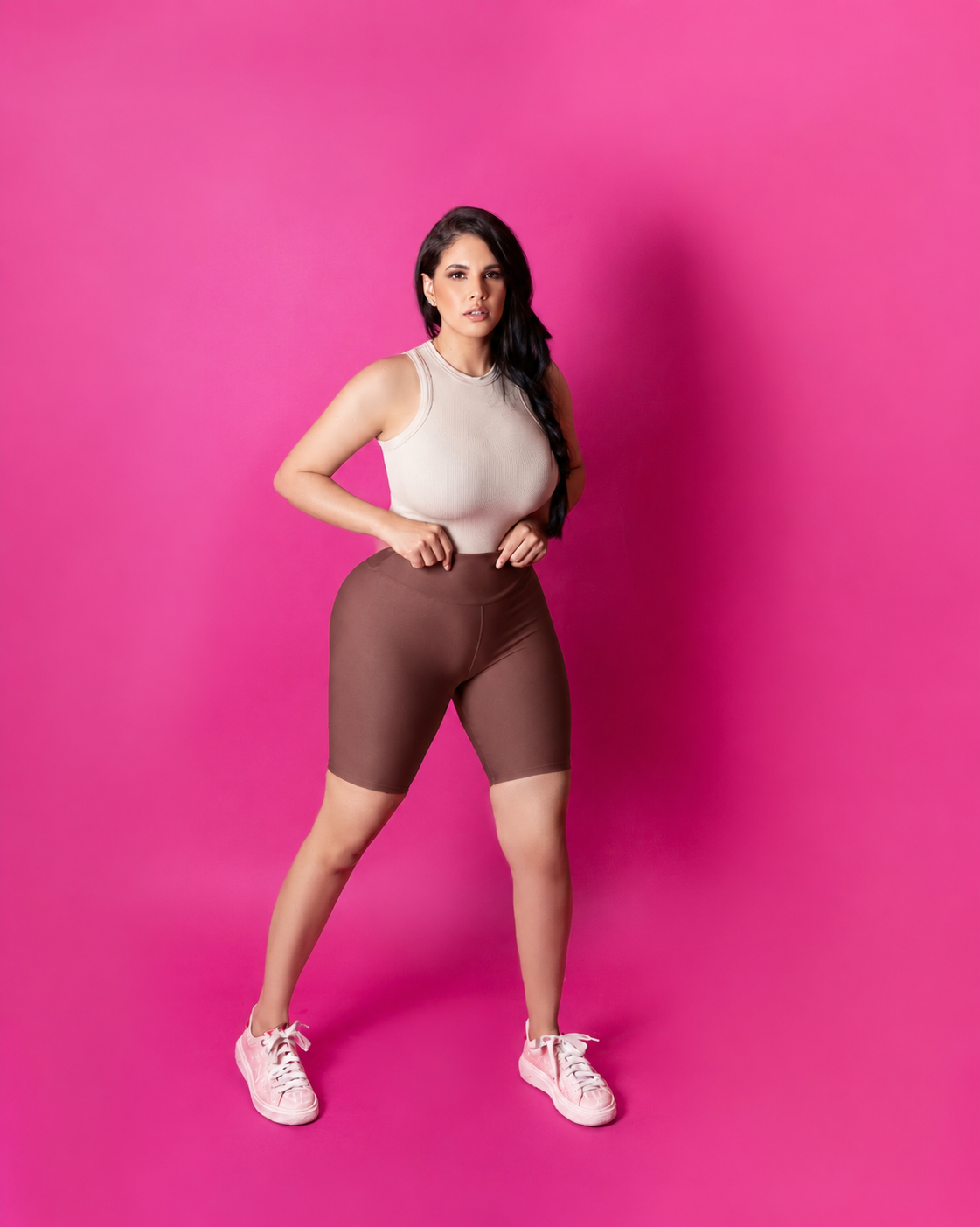 High-Waisted Karlyshh Biker Shorts Chocolate