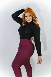 High-Waisted Karlyshh Leggings burgundy Matte no zipper