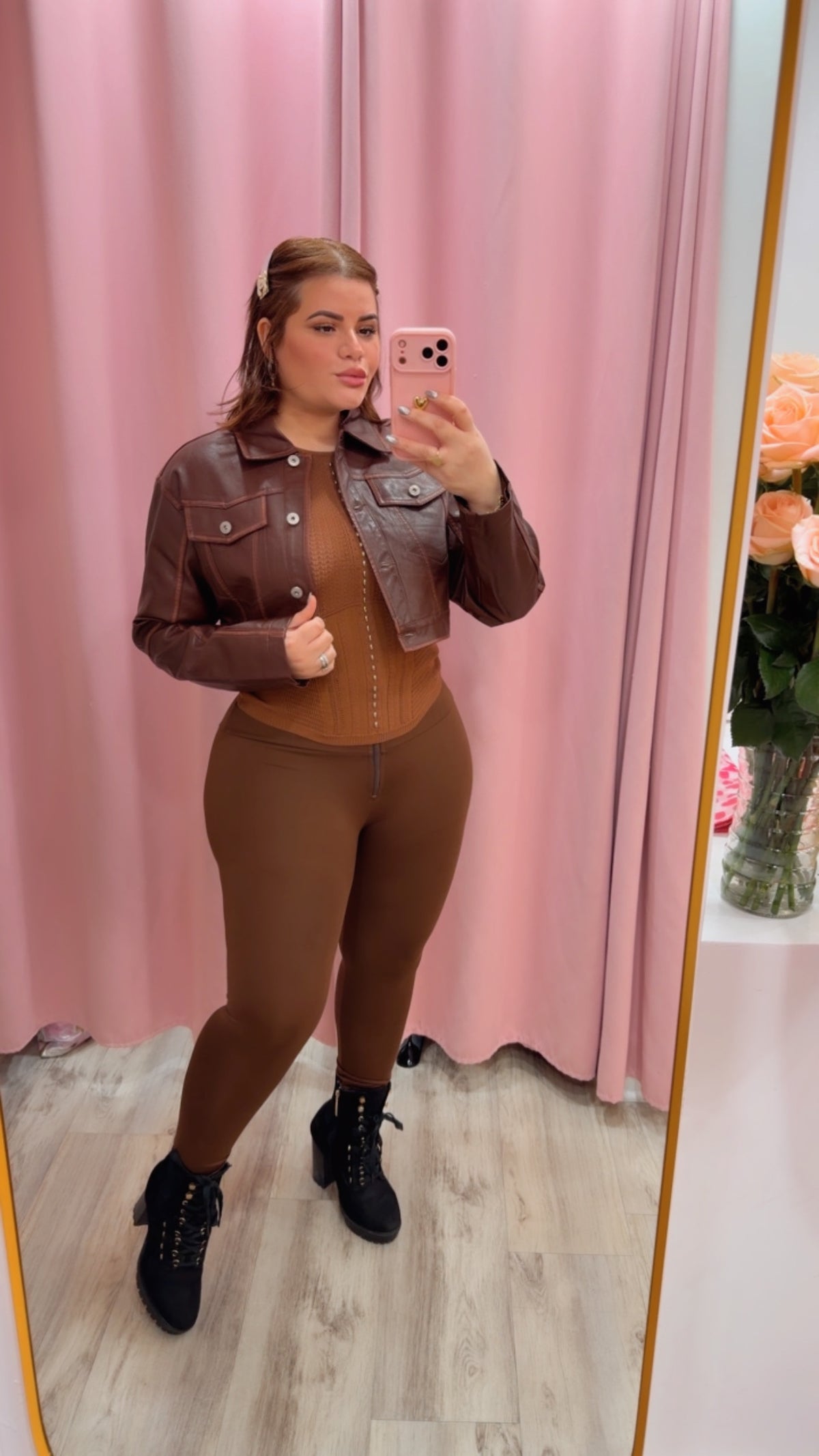 High-Waisted Karlyshh Leggings Chocolate zipper