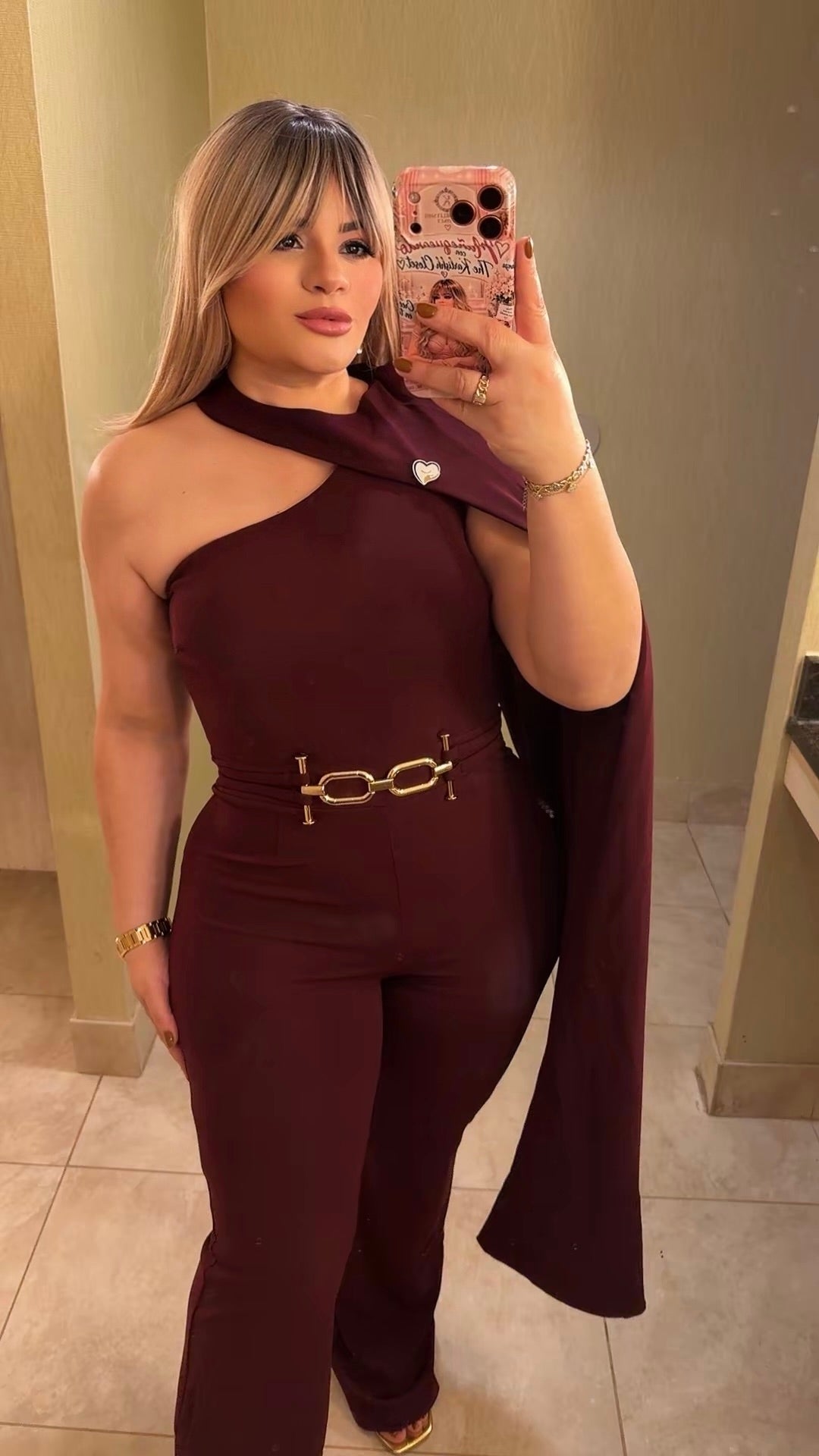 Carla Burgundy Jumpsuit