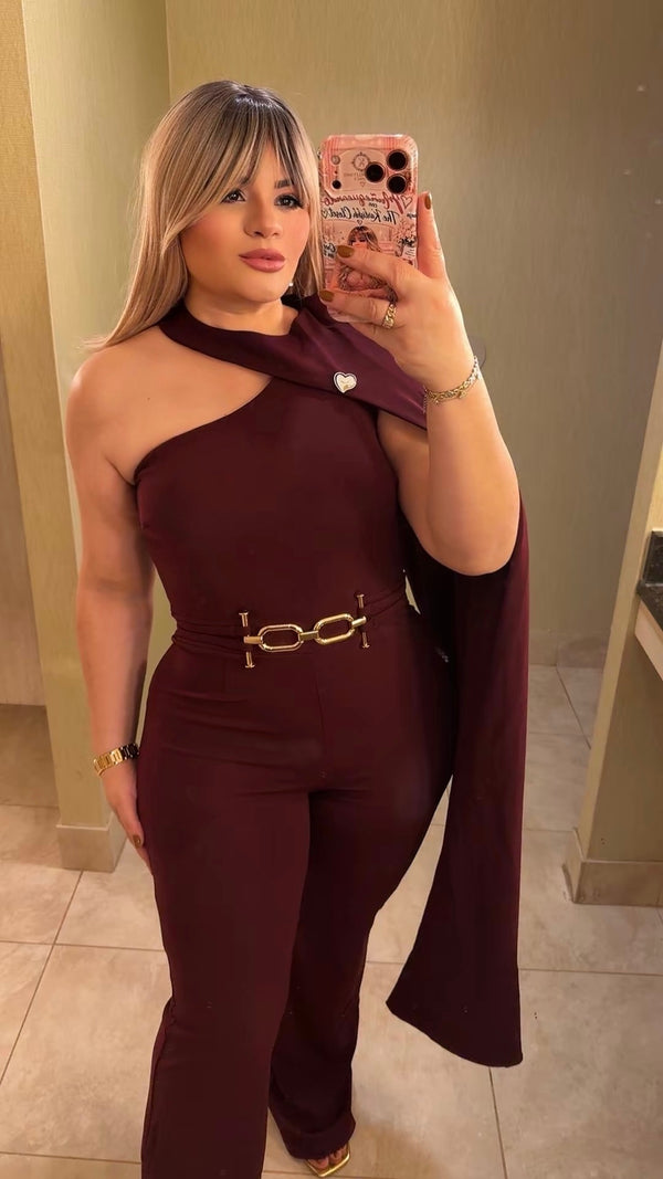 Carla Burgundy Jumpsuit