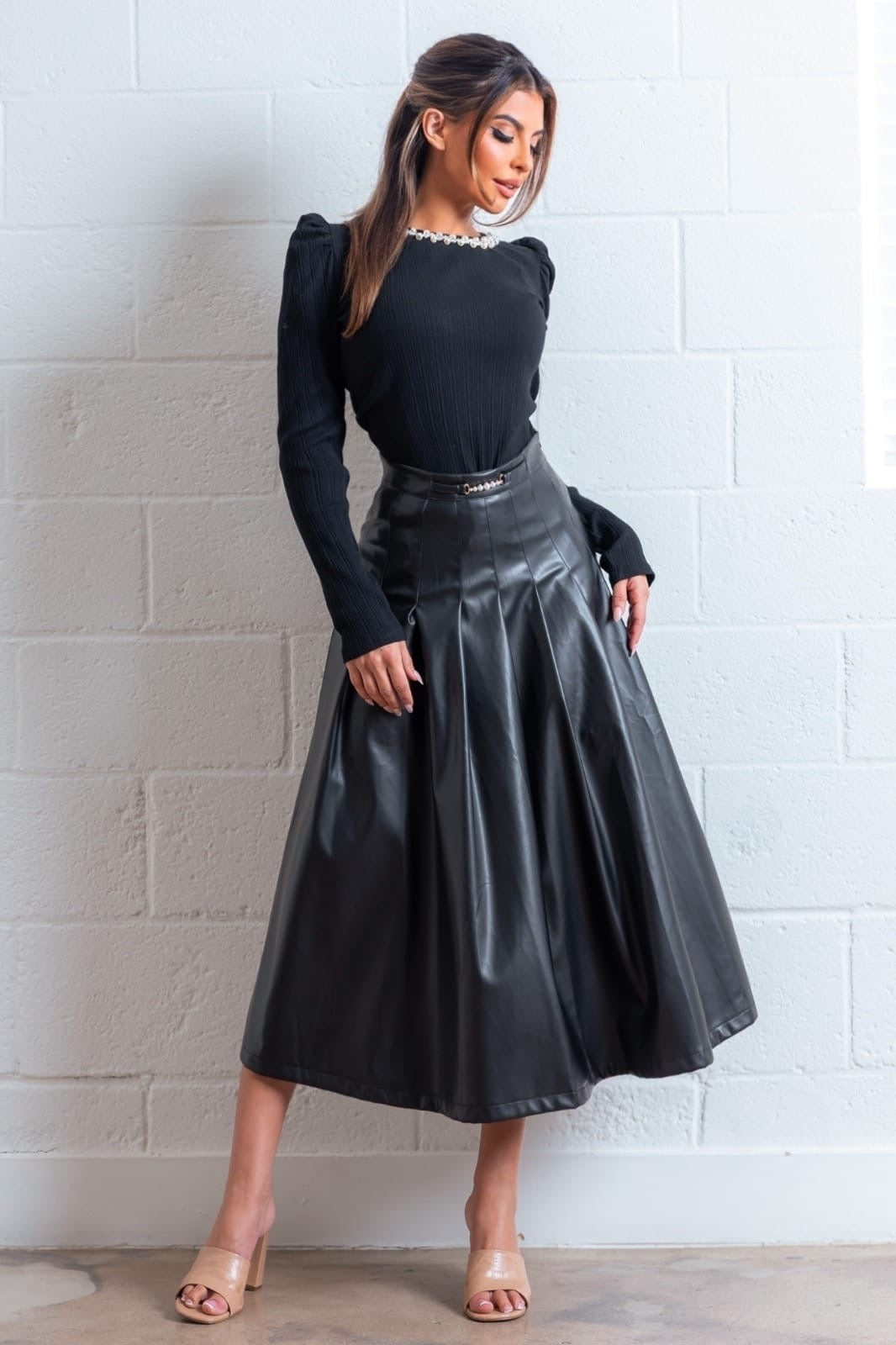 Patricia Leather Skirt Set