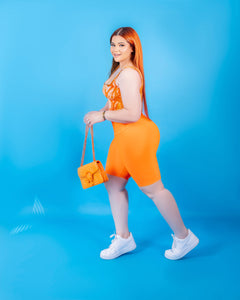 High-Waisted Karlyshh Biker Shorts Orange Neón