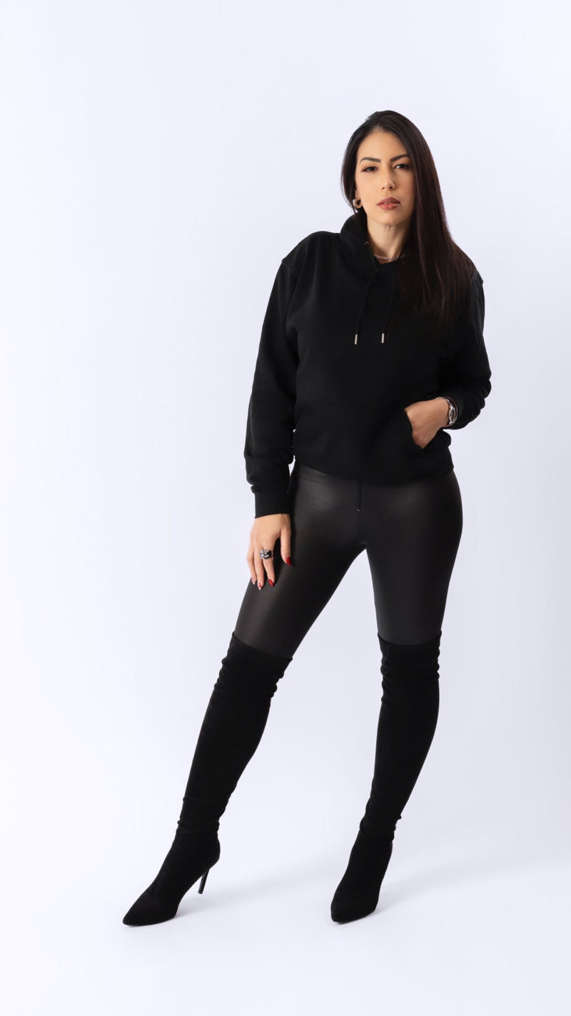 High-Waisted Karlyshh Leggings Satinado Leather Zipper