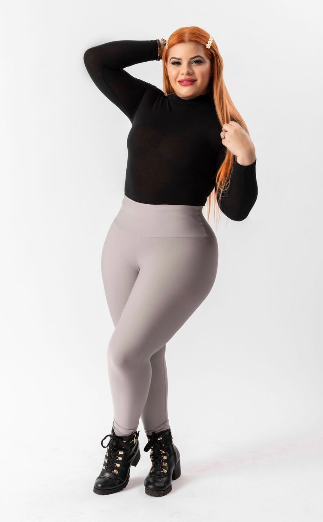 High-Waisted Karlyshh Leggings Gray no Zipper