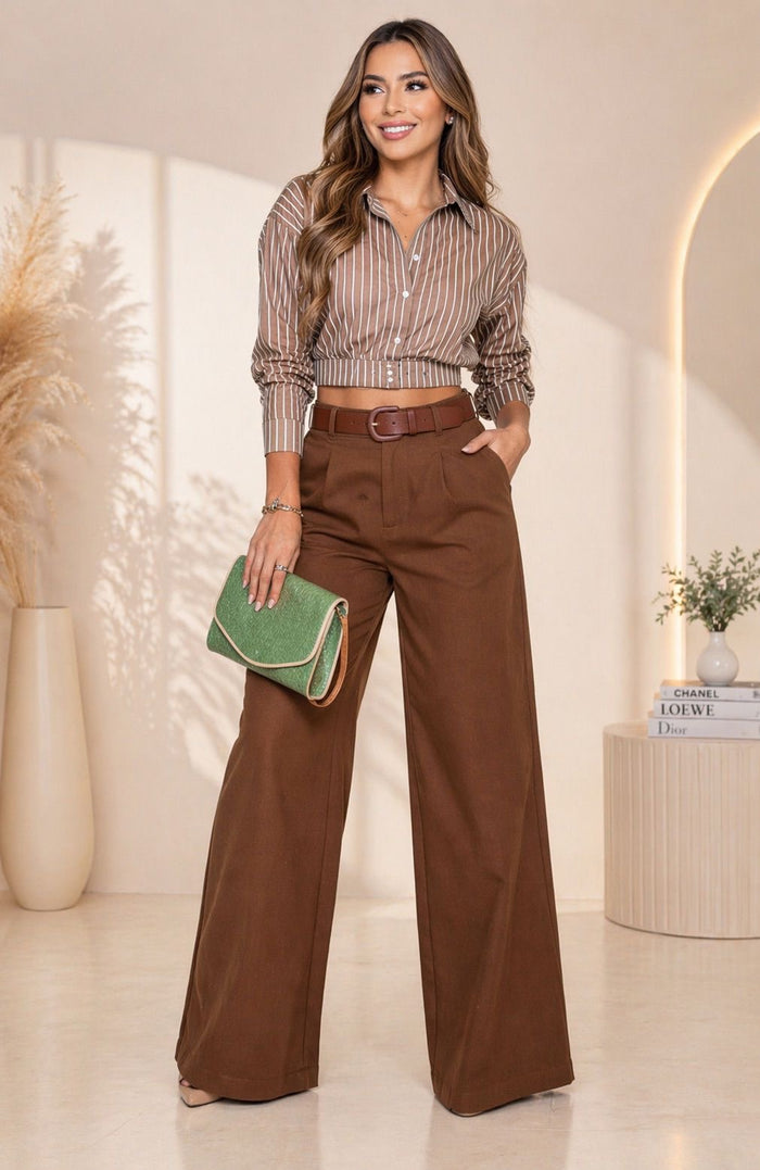 Pantalón Lino Chocolate