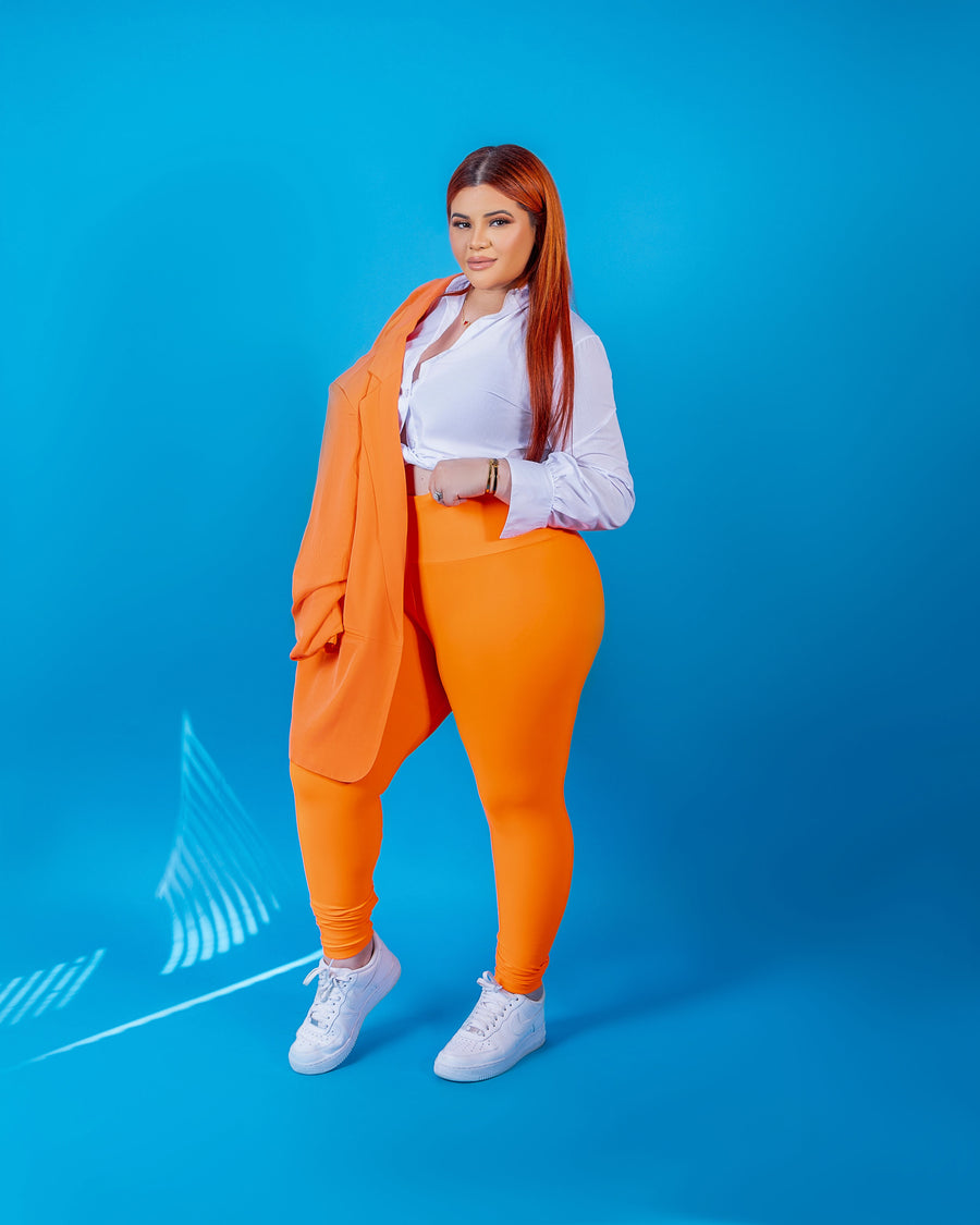 High-Waisted Karlyshh Leggings Orange Neón