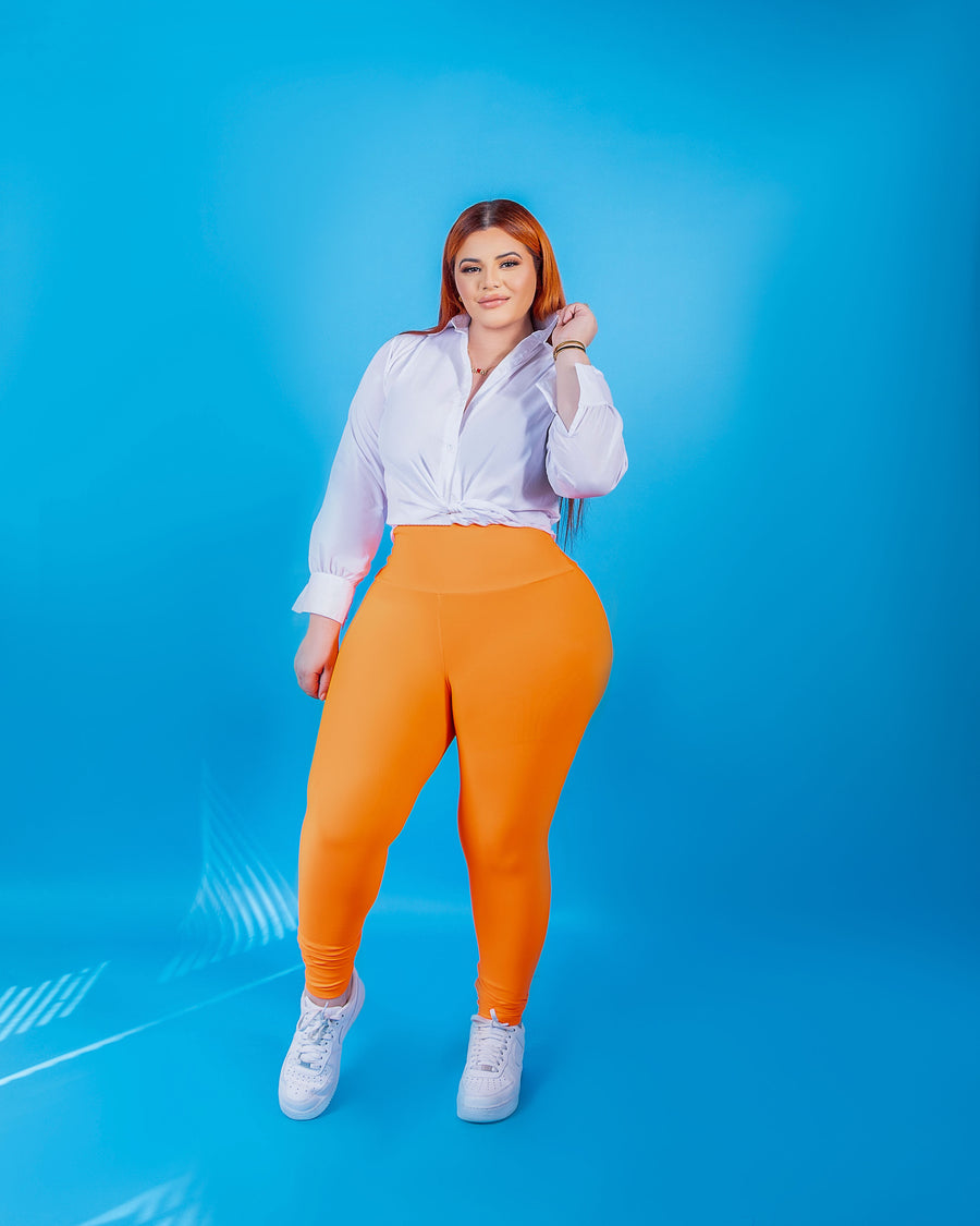 High-Waisted Karlyshh Leggings Orange Neón